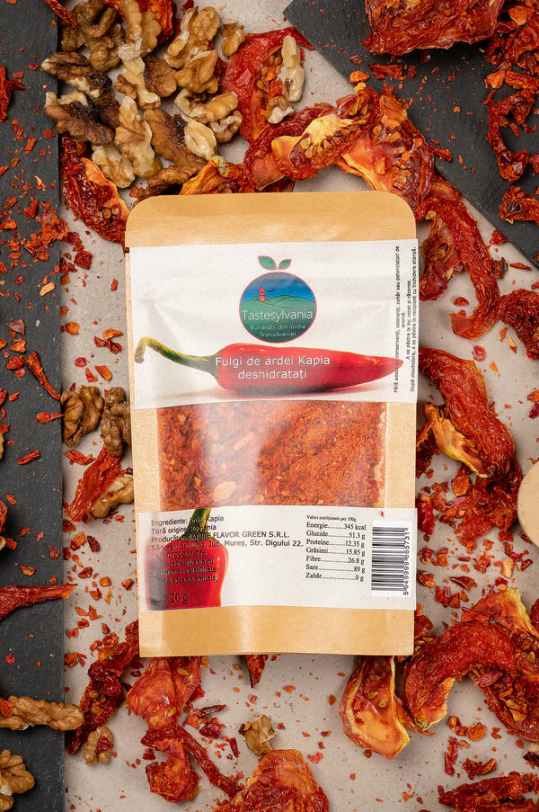 Fulgi de Ardei Kapia, 100% Natural, Fără Conservanți, Ideal pentru Supe, Sosuri și Preparatele Culinare 20g